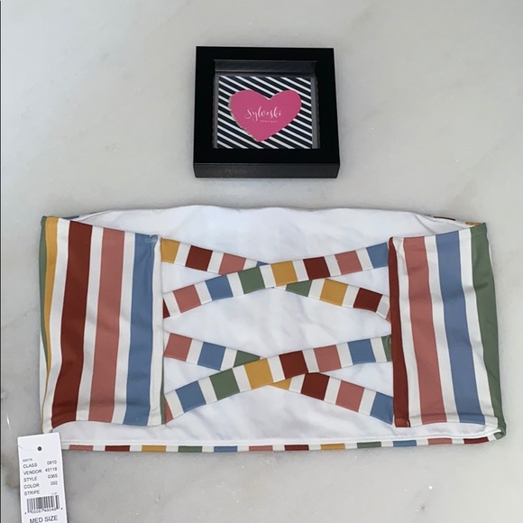 🔥 LA Hearts Stripe Aster  Bandeau Bikini Top NWT - Picture 7 of 9